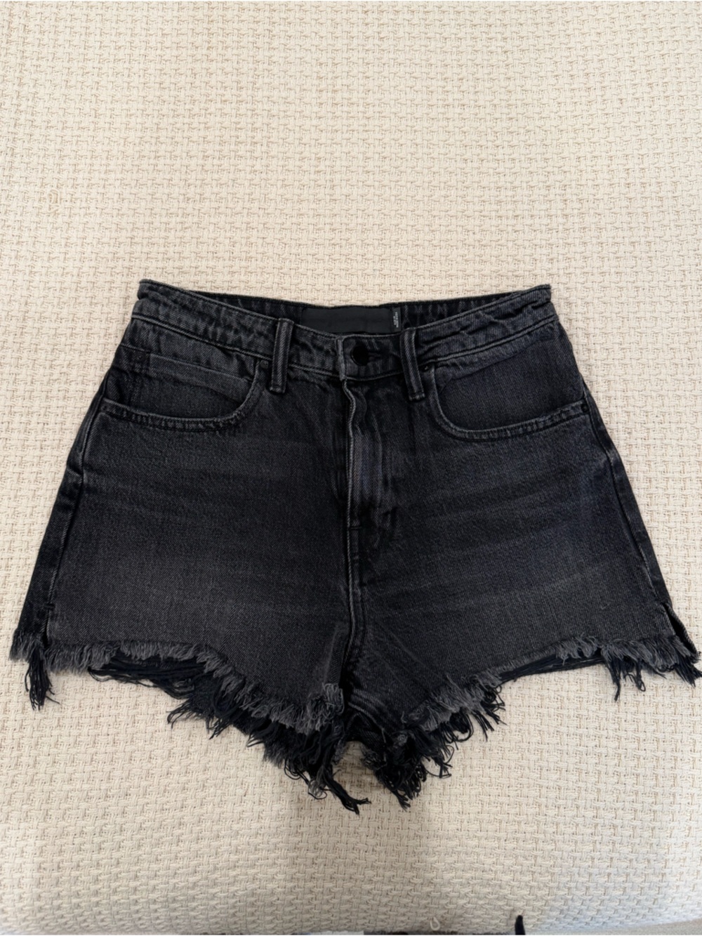 Alexander Wang black frayed denim cutoff shorts size 26